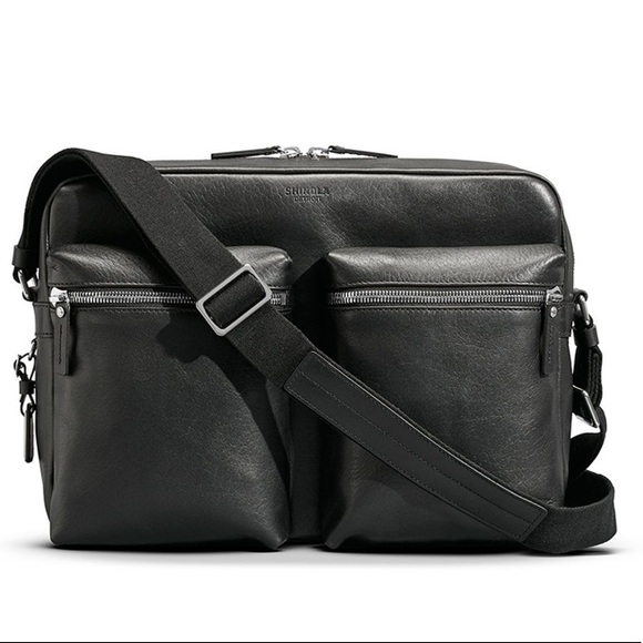 Shinola Other - Shinola Top Zip Black Leather Top Zip Messenger Bag